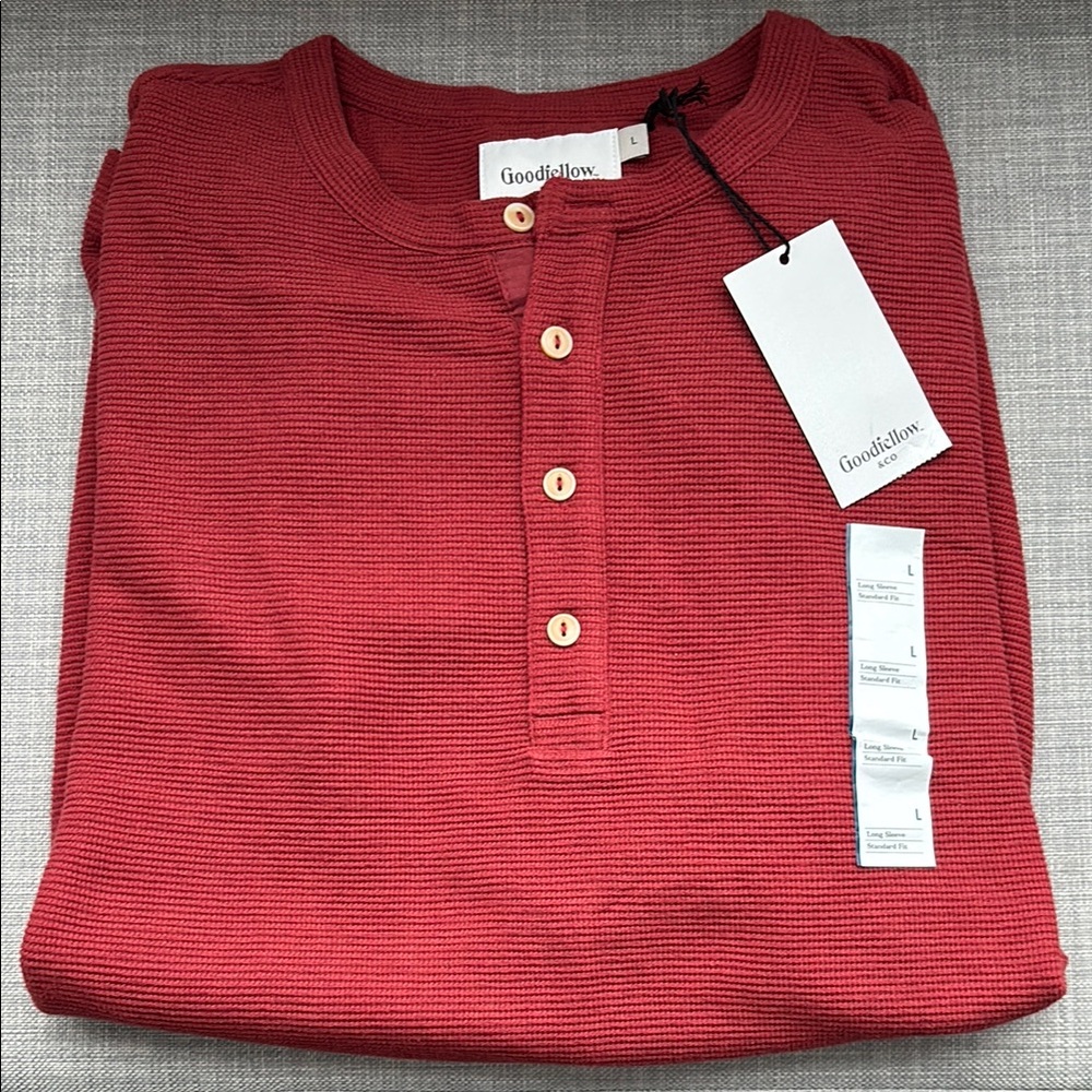 Goodfellow & Co Men's Red Henley Shirt